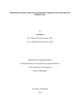 Opposition Parties and Anti-Government Protests in Comparative Perspective