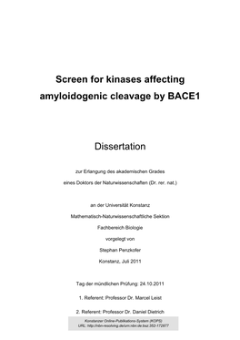 Screen for Kinases Affecting Amyloidogenic Cleavage by BACE1