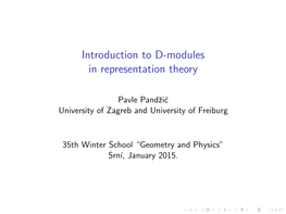 Introduction to D-Modules in Representation Theory