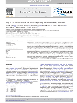 Song of the Burbot: Under-Ice Acoustic Signaling by a Freshwater Gadoid ﬁsh