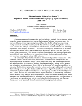 Organized Animal Protection and the Language of Rights in America, 1865-1900