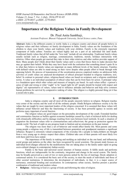 Importance of the Religious Values in Family Development