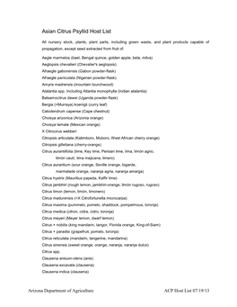 Asian Citrus Psyllid Host List