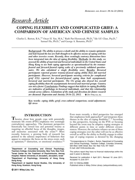 Coping Flexibility and Complicated Grief: a Comparison of American and Chinese Samples