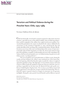 Terrorism and Political Violence During the Pinochet Years: Chile, 1973–1989