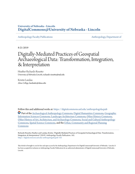 Digitally-Mediated Practices of Geospatial Archaeological Data