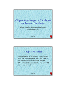 Chapter 8 – Atmospheric Circulation and Pressure Distribution Single