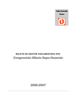 Congresista Hilaria Supa Huamán 2006-2007