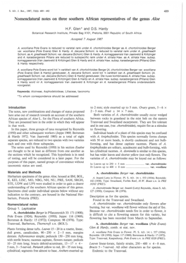 Nomenclatural Notes on Three Southern African Representatives of the Genus Aloe