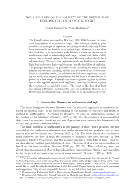 Some Remarks on the Validity of the Principle of Explosion in Intuitionistic Logic1