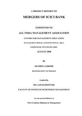 Mergers of Icici Bank