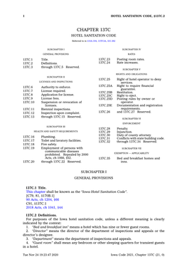 Chapter 137C Hotel Sanitation Code