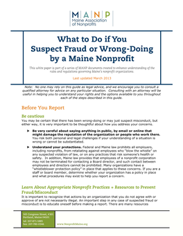 What to Do If You Suspect Fraud Or Wrong-Doing by a Maine Nonprofit