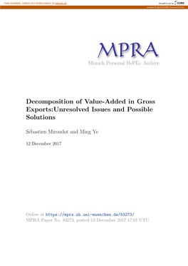 Decomposition of Value-Added in Gross Exports:Unresolved Issues and Possible Solutions