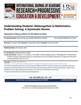 Understanding Students' Metacognition in Mathematics