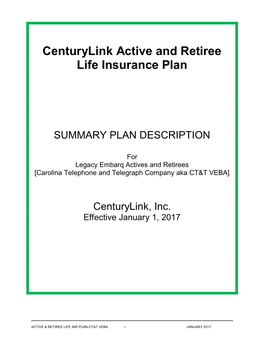 Centurylink Active and Retiree Life Insurance Plan