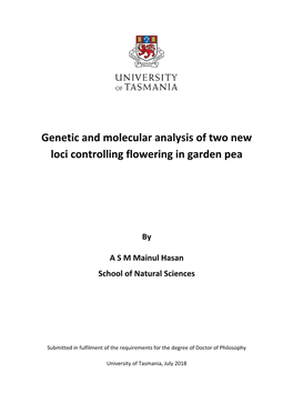 Genetic and Molecular Analysis of Two New Loci Controlling Flowering in Garden Pea