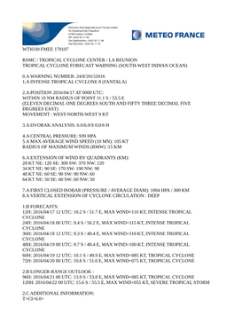 Wtio30 Fmee 170107 Rsmc / Tropical Cyclone Center