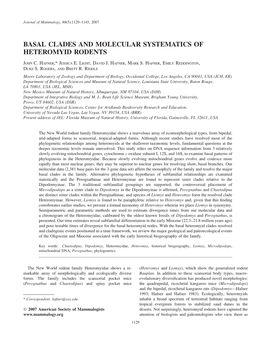 Basal Clades and Molecular Systematics of Heteromyid Rodents