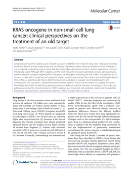 KRAS Oncogene in Non-Small Cell Lung Cancer: Clinical Perspectives