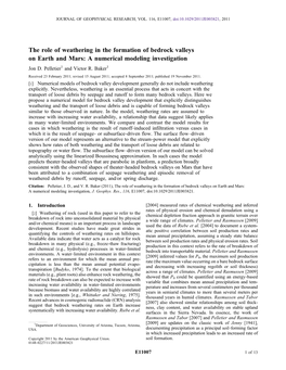 The Role of Weathering in the Formation of Bedrock Valleys on Earth and Mars: a Numerical Modeling Investigation Jon D