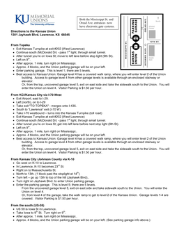 Driving Directions to KU Union