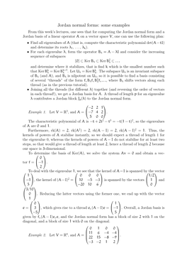 Jordan Normal Forms: Some Examples