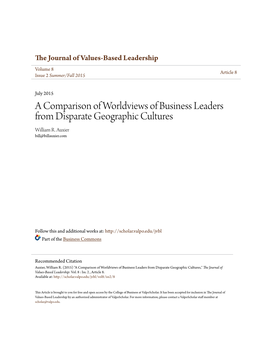A Comparison of Worldviews of Business Leaders from Disparate Geographic Cultures William R