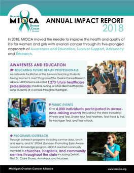 Annual Report 2018 2018 ANNUAL IMPACT REPORT (CONT’D) MICHIGAN