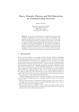 Traces, Pomsets, Fairness and Full Abstraction for Communicating Processes