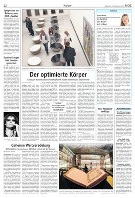 Der Optimierte Körper, Artikel MOZ, Von Thomas Klatt