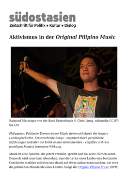 Aktivismus in Der <Em>Original Pilipino Music</Em>