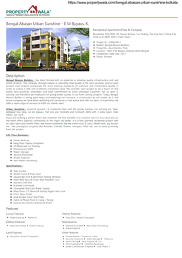 Bengal Abasan Urban Sunshine - E M Bypass, K… Residential Apartment Flats & Complex Residential Flats with Lift, Power Backup, Car Parking