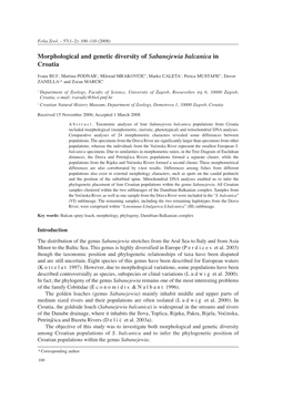 Morphological and Genetic Diversity of Sabanejewia Balcanica in Croatia