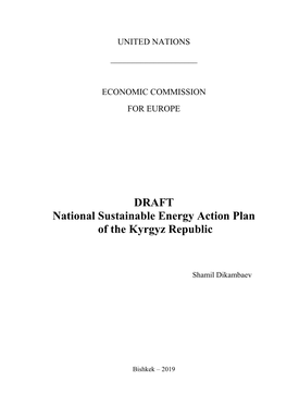 DRAFT National Sustainable Energy Action Plan of the Kyrgyz Republic