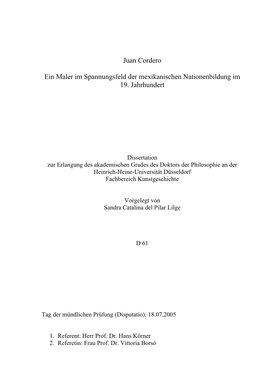 Juan Cordero Ein Maler Im Spannungsfeld Der Mexikanischen Nationenbildung Im 19. Jahrhundert