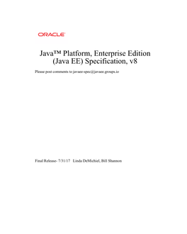 Java™ Platform, Enterprise Edition (Java EE) Specification, V8