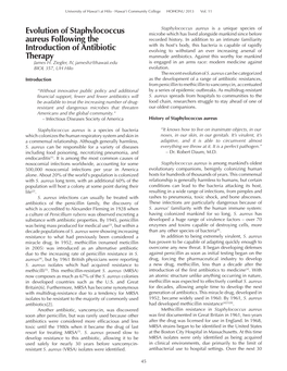 Evolution of Staphylococcus Aureus Following the Introduction