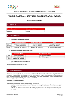 World Baseball Softball Confederation (Wbsc)