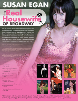 Real Housewife of BROADWAY Th E SUSAN EGAN