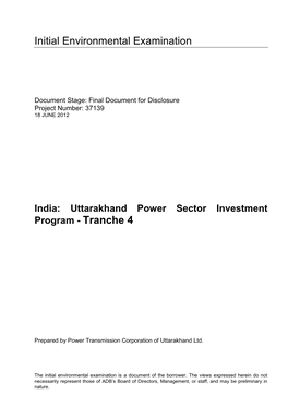 IEE: India: Uttarakhand Power Sector