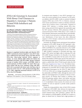 IFNL4-ΔG Genotype Is Associated with Slower Viral Clearance In