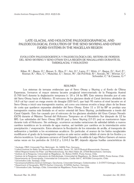 Late Glacial and Holocene Paleogeographical and Paleoecological Evolution of the Seno Skyring and Otway Fjord Systems in the Magellan Region