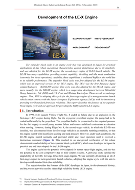 Development of LE-X Engine,Mitsubishi Heavy Industries