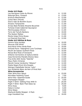 Items Under $13 Reds Les Garrigues Cotes Du Rhone $ 12.00 Myburgh Bros