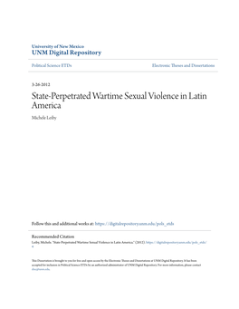 State-Perpetrated Wartime Sexual Violence in Latin America Michele Leiby