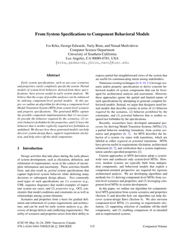 From System Specifications to Component Behavioral Models