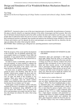 Design and Simulation of Car Windshield Broken Mechanism Based on ABAQUS
