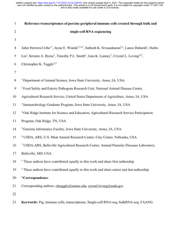Reference Transcriptomes of Porcine Peripheral Immune Cells Created Through Bulk and Single-Cell RNA Sequencing