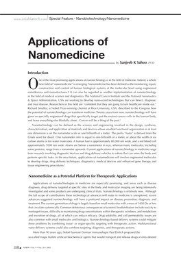 Applications of Nanomedicine by Sanjeeb K Sahoo, Ph.D